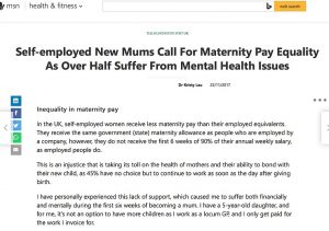 Self-employed New Mums Call For Maternity Pay Equality As Over Half Suffer From Mental Health Issues
